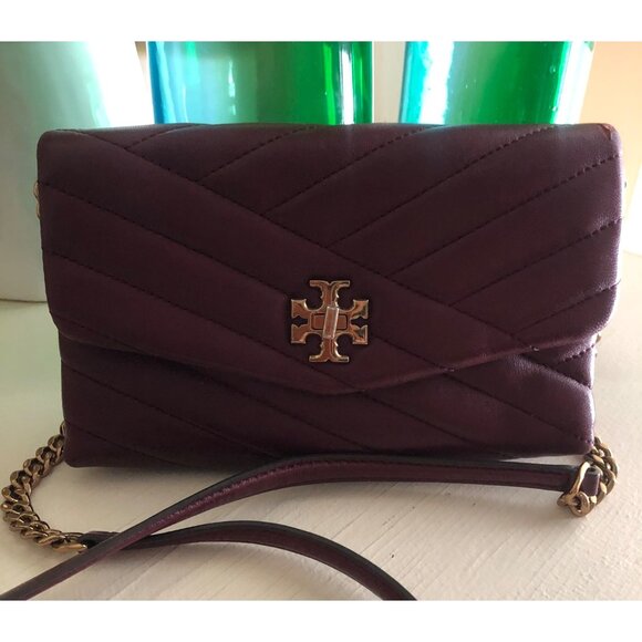 TORY BURCH Quilted Kira Chevron Shoulder Crossbody Bag Bordeaux - Picture 2 of 12